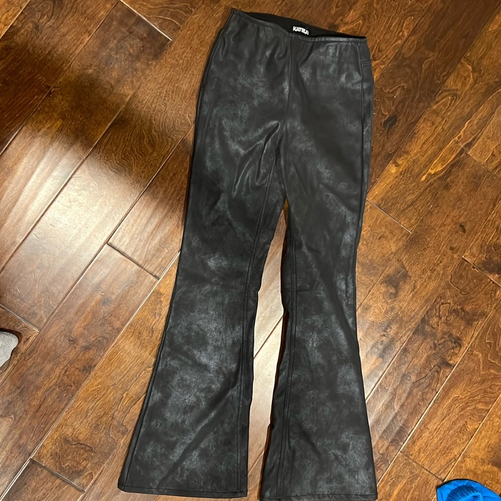 Katie J pleather bootleg pants